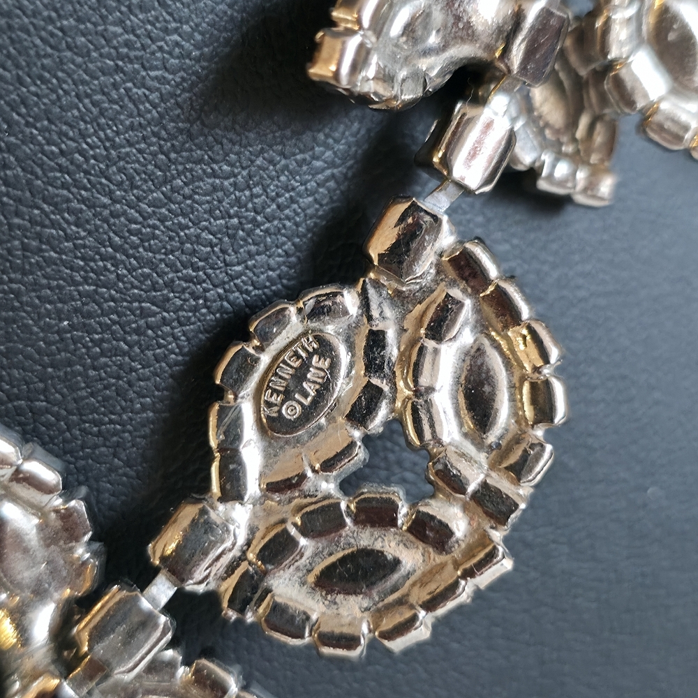 Vintage Kenneth Jay Lane Blue Crystal Flower Collar Necklace - Picture 6 of 11